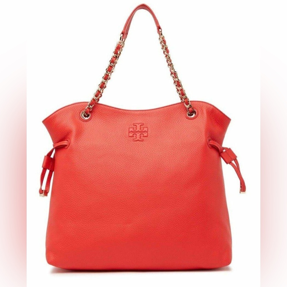 Tory Burch Thea Slouchy Chain Tote in Brilliant Red